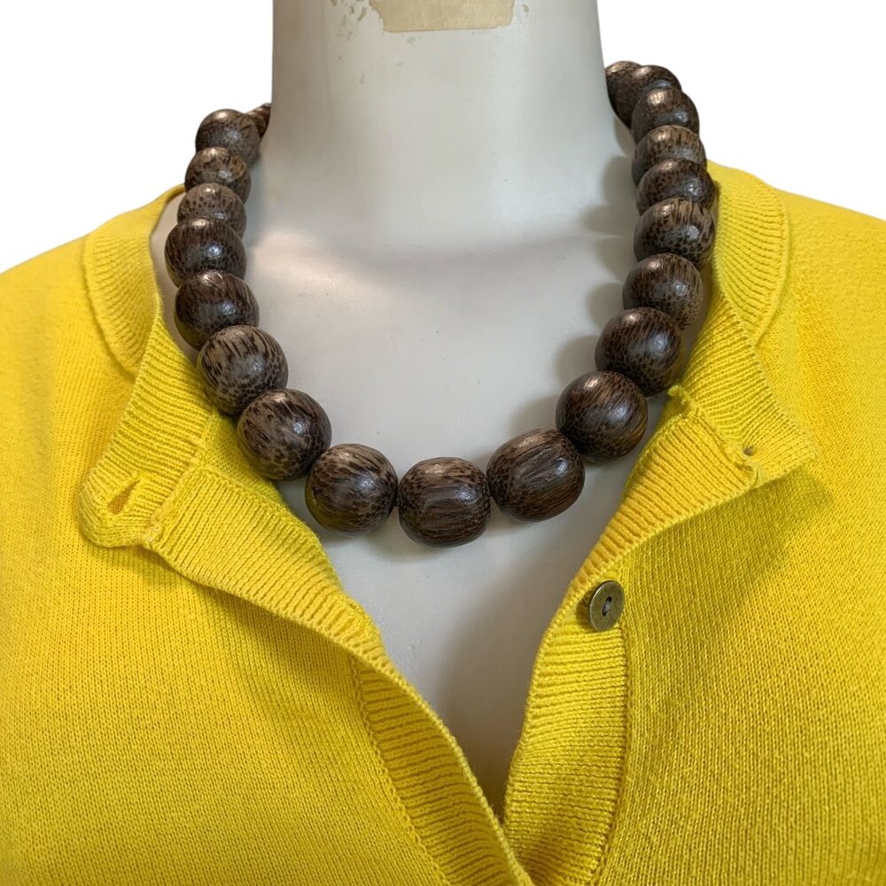 Vintage Brown Wooden Bead Necklace